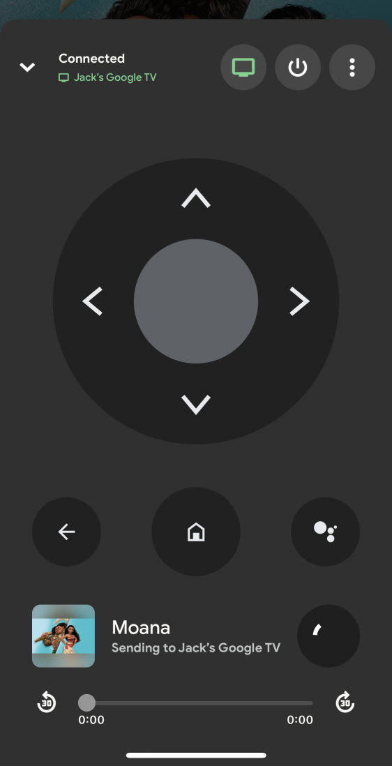Remote control for Google TV on mobile